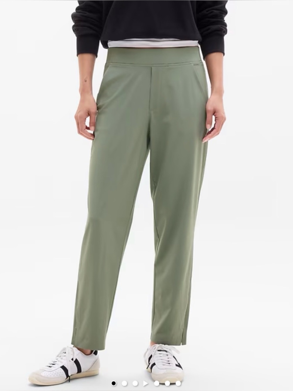 NWT Athleta Brooklyn Ankle Pant Olive Green Cactus Tapered Wrinkle Resistant